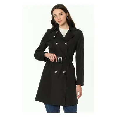 Z6642 DEWBERRY WOMEN'S TRENCH COAT-BLACK