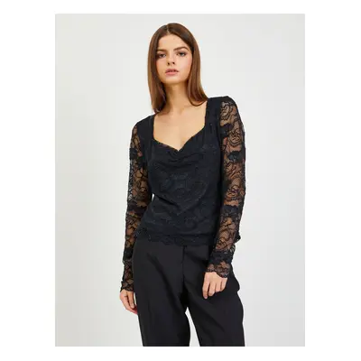 Black Women's Lace T-Shirt Guess Gemma - Women