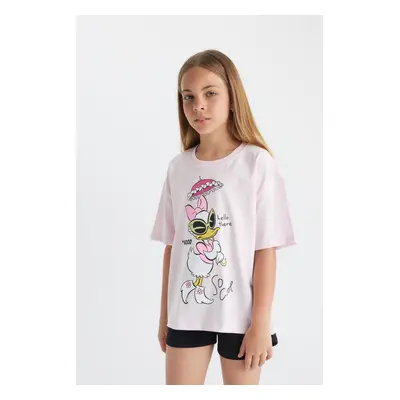 DEFACTO Girls Disney Mickey Mouse &friends Oversize Fit Crew Neck Short Sleeve T-Shirt