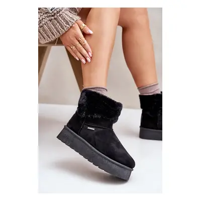 Platform Snow Boots with Fur Big Star Black