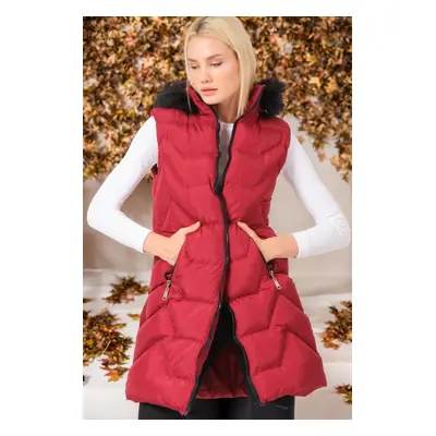 Z6761 DEWBERRY WOMEN'S VEST-PLAIN BURGUNDY