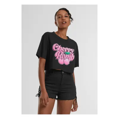 Women's short overized t-shirt Cherry Bomb black