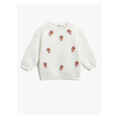 Koton Floral Printed Sweatshirt Long Sleeve Crew Neck Raised