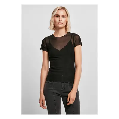 Women's fishnet T-shirt black