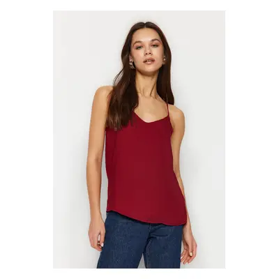 Trendyol Dark Red Basic Strappy Woven Blouse