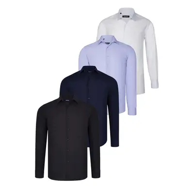 QUAD SET G726 DEWBERRY SHIRT-BLACK-WHITE-NAVY BLUE-LILAC