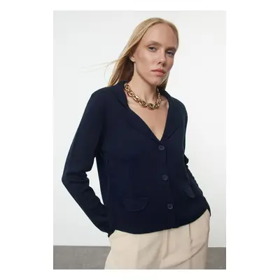 Trendyol Navy Blue Jacket Look Knitted Cardigan