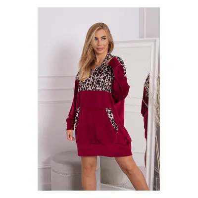 Velour dress with leopard print fuchsia