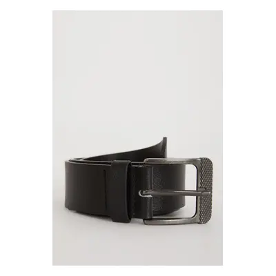 DEFACTO Men&#39;s Rectangular Buckle Faux Leather Jean Belt