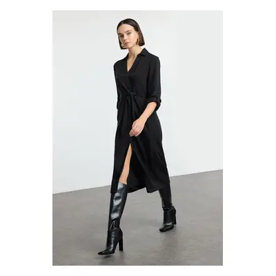 Trendyol Black More Sustainable Midi Woven Shirt Dress