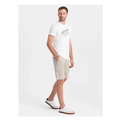 Ombre Men's monochromatic shorts with cargo pockets - beige