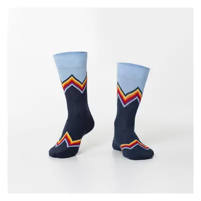 Men's dark blue socks with colorful zigzags