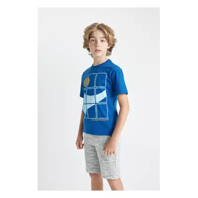 DEFACTO Boy's Crew Neck Printed Short Sleeve T-Shirt