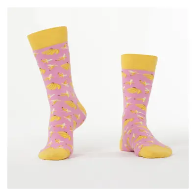 Women's pink socks with bananas