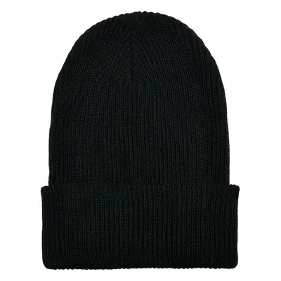 Ribbed knit cap made of recycled yarn black