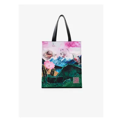 Green-pink Women Patterned Shopper Desigual Paisaje Surreal - Women