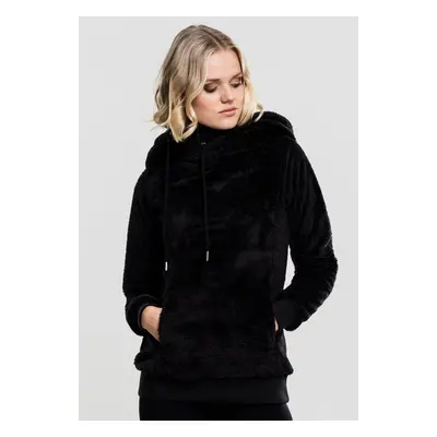 Women's Long Teddy Hoody Black