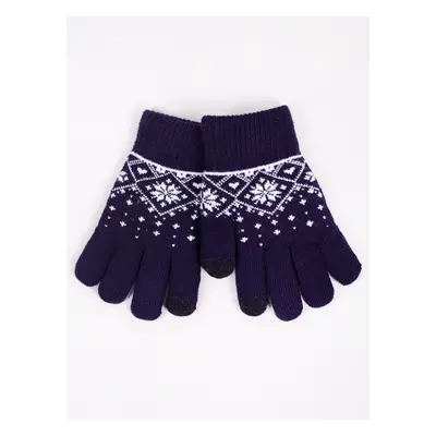 Yoclub Kids's Girl's Five-Finger Touchscreen Gloves RED-0019G-AA5C-001 Navy Blue