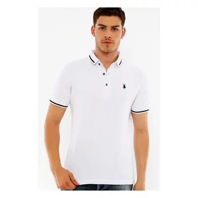 T8586 DEWBERRY MEN'S POLO NECK T-SHIRT-WHITE