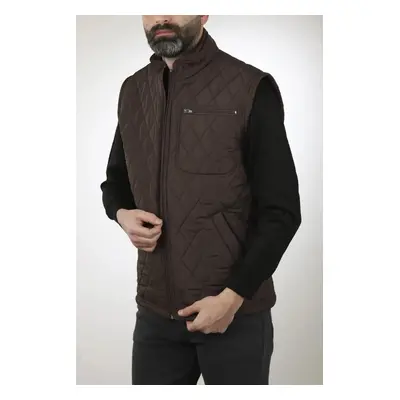 88816 Dewberry Quilted Pockets and Fleece Inside Mens Vest-KAHVE