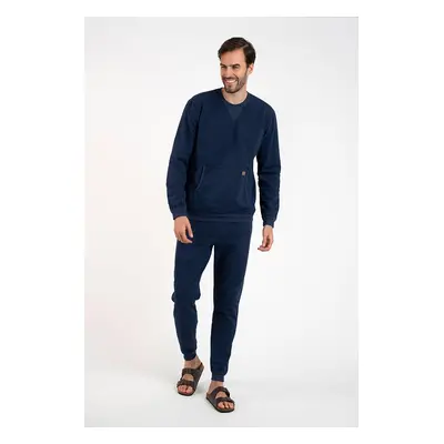 Men's Fox Long-Sleeved Tracksuit, Long Pants - Dark Blue