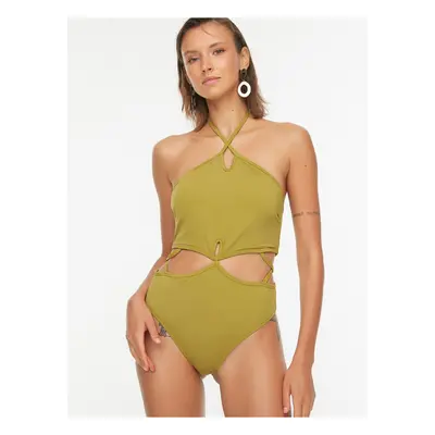 Light Green Women's One-piece Swimsuit with Cut-Outs Trendyol - Women