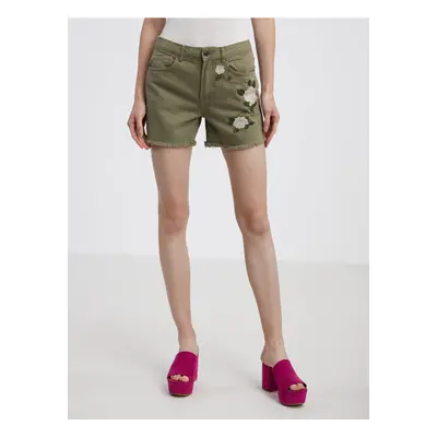 Khaki Womens Denim Shorts CAMAIEU - Women