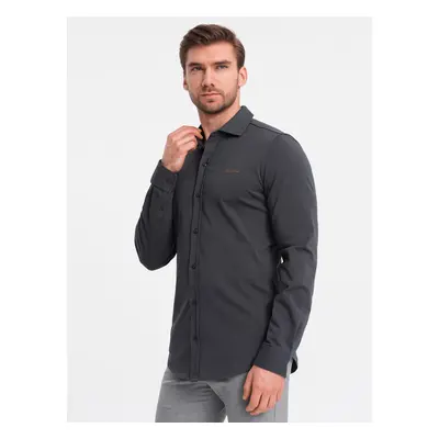 Ombre Men's REGULAR cotton single jersey knit shirt - graphite