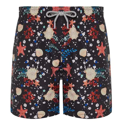 Trendyol Black Standard Size Starfish Patterned Beach Shorts