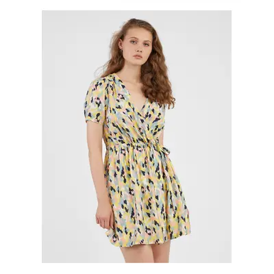 Light yellow lady patterned dress VILA Jackie - Women