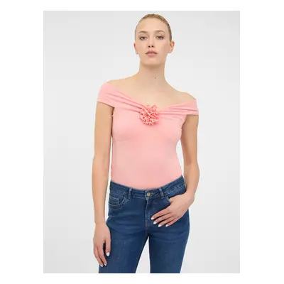 Orsay Light Pink Women's Short Sleeve T-Shirt with Applique - Women's