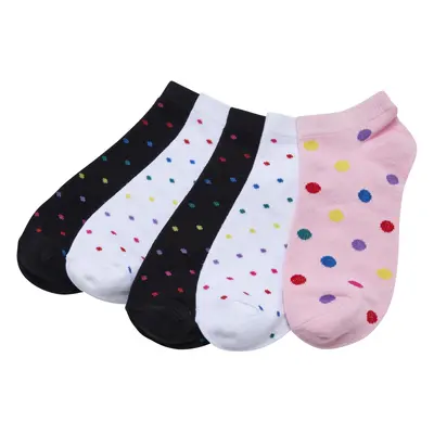 No Show Socks Rainbow Dots 5-Pack White/Black/Hibiskuspink