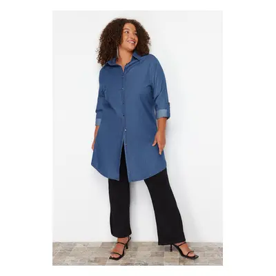 Trendyol Curve Blue Oversize Denim Shirt