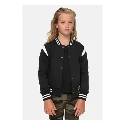 Girls' Inset College Sweat Jacket Black/White