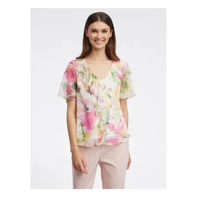 Pink-white women's floral blouse ORSAY - Ladies