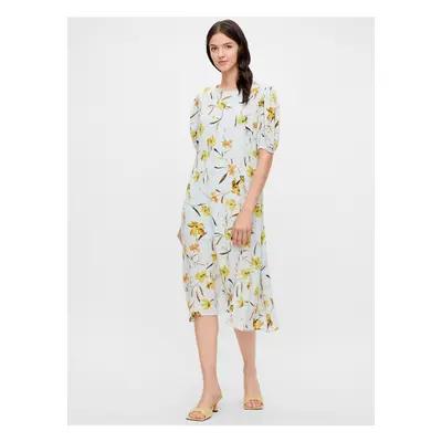 Light Blue Floral Backless Midi Dress Pieces Lillian - Women