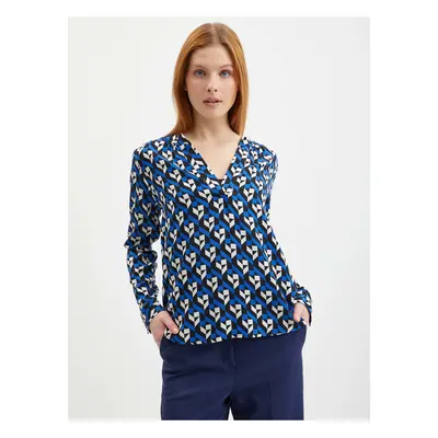 Orsay Blue Ladies Patterned Blouse - Women