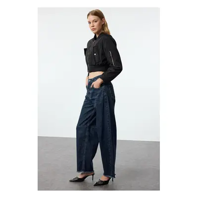 Trendyol Dark Blue High Waist Barrel Baggy Jeans