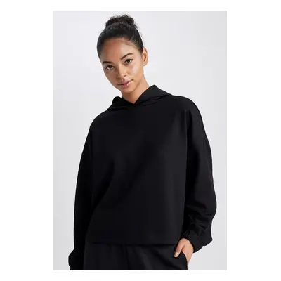 DEFACTO Fit Oversize Wide Pattern Hooded Athlete Basic Plain Sweatshirt