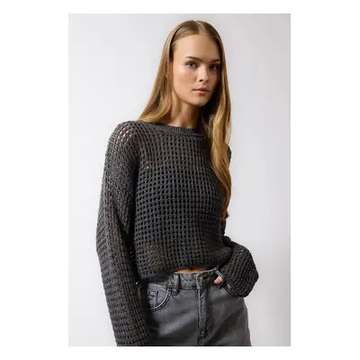 DEFACTO Regular Fit Crew Neck Crochet Sweater