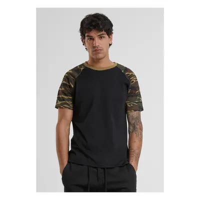 Raglan contrasting blk/woodcamo t-shirt