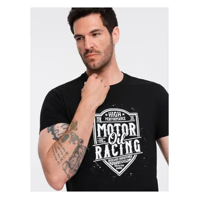 Ombre Men's motorcycle style printed t-shirt - black