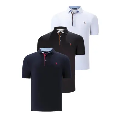 TRIPLE SET T8582 DEWBERRY MENS T-SHIRT-BLACK-WHITE-NAVY BLUE