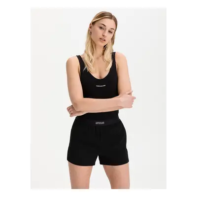 Black Womens Calvin Klein Jeans Micro Branding Rib - Women