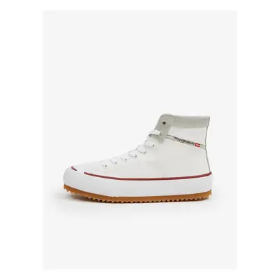 White Mens Ankle Sneakers with Suede Details Diesel - Men