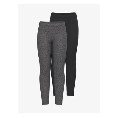 Set of two girly leggings in grey and black name it Vivian - Girls