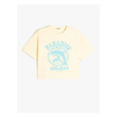 Koton T-Shirt Dolphin Print Short Sleeve Crew Neck Cotton