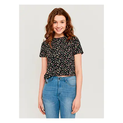 Black flowered short T-shirt TALLY WEiJL - Women