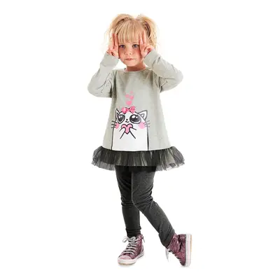 Denokids Cute Cat Girl Tulle Tunic Tights Set