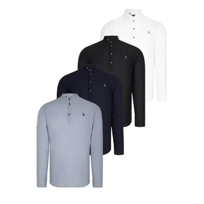 SET OF FOUR G783 DEWBERRY JUDGE COLLAR SHIRT-BLACK-WHITE-NAVY-GREY